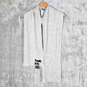 NWT Mucros Weavers Soft Wool Blend Blue White Scarf Killarney Ireland 9.5" x 69"